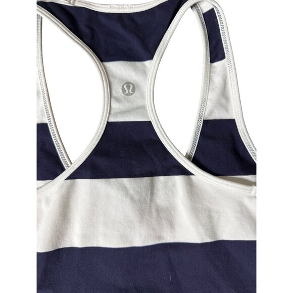 Lululemon Cool Racerback Striped Racerback Tank Women Size 4 - 6 W1A21S  Navy - Picture 16 of 16